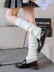 洛丽塔可爱喇叭形针织长款保暖套，卡哇伊JK秋季小腿套甜美腿套，Y2K风格，舒适 - 彩色 - 查看 5