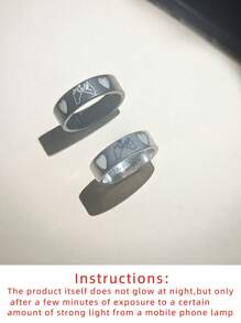 ATLVXJL 2 pièces/lot Ensemble d'anneaux en forme de cœur en acier inoxydable phosphorescent, style couple/amis, bijoux casual pour le port quotidien et cadeaux romantiques