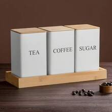 1/3pcs Kitchen Canister Set With Bamboo Lids, Air Tight Food Storage Jars For Coffee, Sugar, Tea - For Kitchen, Pantry Organization And Display - Multicolor - View 7