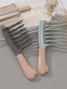 1 件双排波浪齿卷发刷，适合长而浓密的头发 - 防静电顺发宽齿圆刷，符合人体工程学手柄，加热定型和自然造型，耐用塑料发刷，用于明确的卷发和波浪，卷发刷，返校、旅行度假必需品，女士发饰