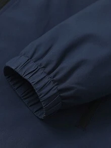 1 Peça Jaqueta Corta-Vento com Capuz e Bolsos Colorblock para Homens, Softshell À Prova d'Água para Uso Externo e Funcional