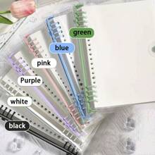 1 pièce Cahier spirale B5 de 120 pages à grille/blanc/lignes, reliure à anneaux en PVC transparent - 8 anneaux rechargeables, couverture ultra-fine et super claire durable, cahier à spirale, fabriqué avec du papier de haute qualité sans acide, convient pour le bullet journal, le croquis, la reliure double fil, les planificateurs et idéal pour les étudiants et les fournitures de bureau, fournitures de rentrée scolaire (options de couleurs multiples)