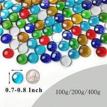 Glass Gemstone Beads Vase Fillers (100g200g/400g )Flat Marble Beads Multiple Color Choices Aquarium Decor Rocks Floral Stones Decorative Mosaic Gem Pebbles Home Decor Room Decor Flower Vase Glass Vase