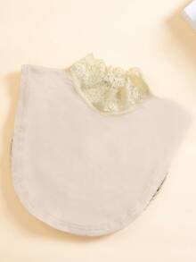 1 件/2 件/3 件/4 件女士蕾丝领，纯色立领基础衬衫，可爱花卉荷叶边假领，白色/黑色/灰色/杏色