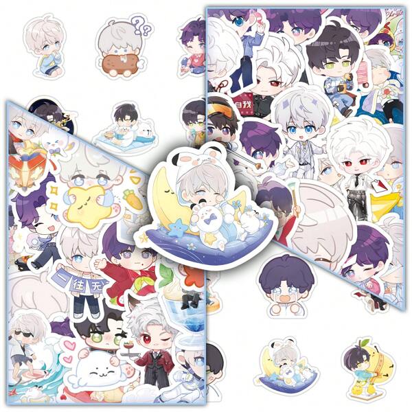 50pcs Cute Anime Character Decal Stickers For Cup/Desktop, Quantum Love With Deep Space Series