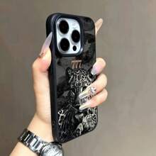1 件黑色猎豹唇印和数字 TPU 手机壳适用于 /Redmi 智能手机防水防震防摔防刮