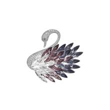 [Lujo de moda] 1 pieza Elegante broche de cisne con rhinestone, alfiler versátil para abrigo, elegante pinza para bufanda, nuevo accesorio de joyería de moda 2025, regalo para la novia