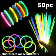 200pcs Party Fluorescent Light Glow Stick Hand Trowel Necklace Neon Lights Wedding Party Glow Stick Bright Color Glow Stick Random Color, Party Atmosphere Stick, Glow Stick, Party Gift, Halloween Gift, Halloween Party Props (Quantity Is Glow Stick+Connector)