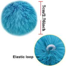 20pcs Faux Fur Pom Pom - 2.76 Inch Fluffy Pom Pom Balls With Elastic Ring Keychain Scarf Gloves Purse Accessories - White - View 2