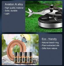 Car Air Freshener, Solar Energy Rotating Helicopter Aroma Diffuser Long Lasting Fragrance Perfume Cars Interior Decoration - Bạc - Xem 3