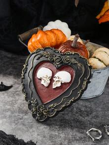 1 szt. Dekoracja na Halloween Żywica Serce Czaszka Wisząca na Ścianie, Ręcznie robiona Żywica ABS Serce Czaszka Ozdoba Do Salonu, Gabinetu, Sklepu I Halloween, Dekoracja Na Dzień Zmarłych