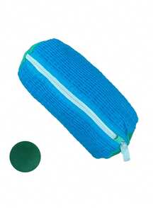 Strapazierfähiger Waschmaschinen-Beutel für alle Schuhtypen - gelb mit blauem Reißverschluss, Chenillegewebe mit fluffigem Innenfutter & Geräuschreduzierung, ovaler Schutzwäschebeutel für Sneaker, Alltagsschuhe, waschmaschinengeeignet, Wäschebeutel, Reißverschlussschluss, Wäschebeutel