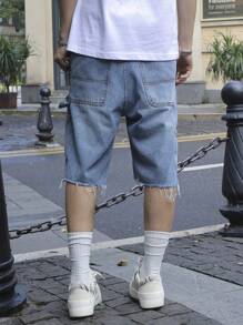Pantalones cortos de mezclilla de pierna recta, jeans desteñidos con parches, conjunto de moda informal como regalo, adecuado para el verano