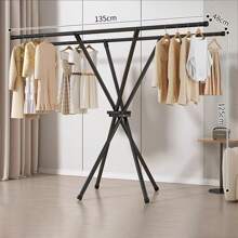Séchoir à linge pliable et escamotable avec double tige réglable, convient pour l'intérieur/extérieur, le dortoir, le balcon pour accrocher les vêtements, les couvertures et la literie. Sèche-linge gain de place, sans installation de perçage, séchoir portable, design minimaliste