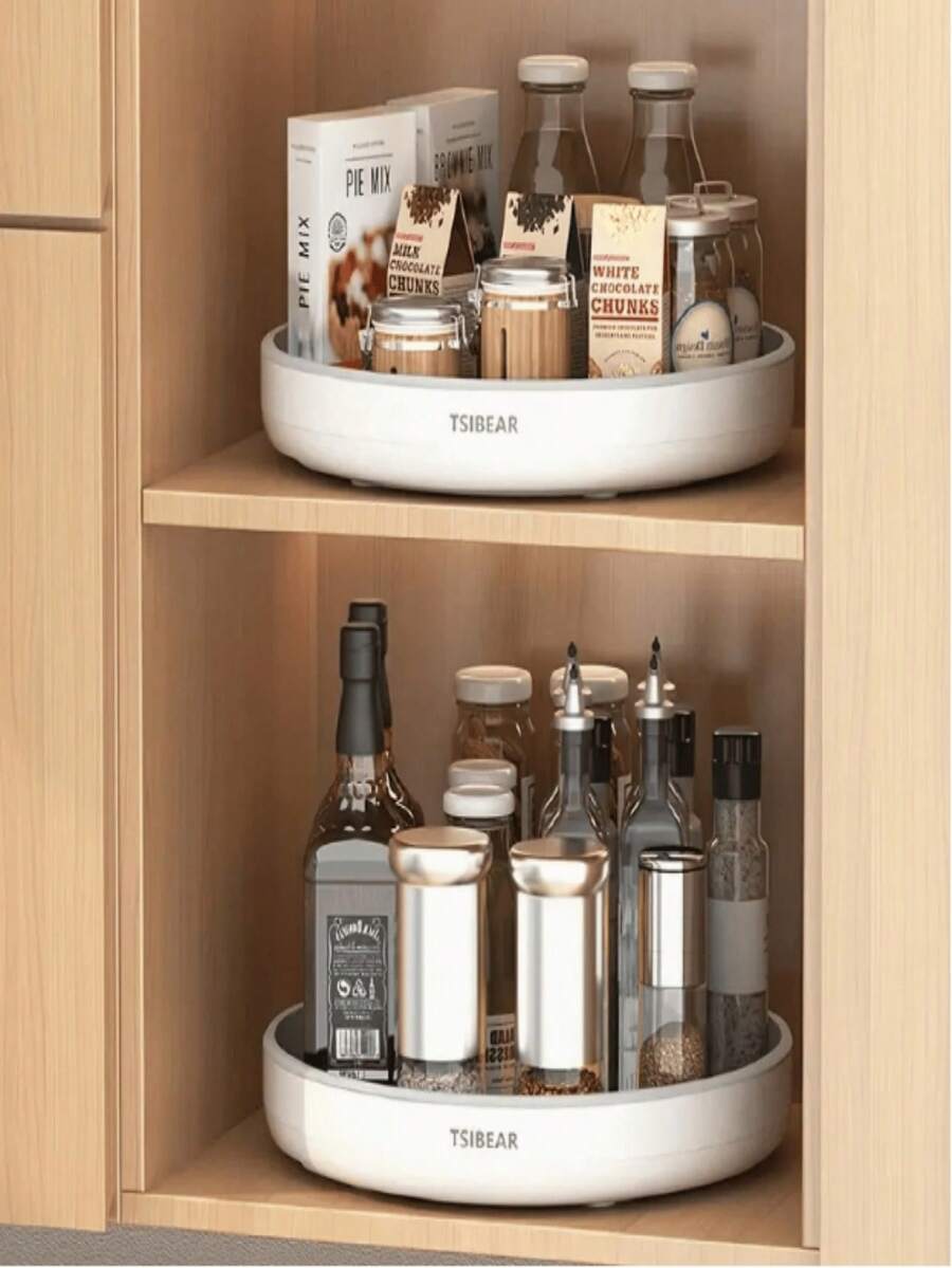 1 buah Baki Penyimpanan, Organizer Botol Bumbu Putar Satu Lapis, Rak Penyimpanan Putar Bulat Multifungsi untuk Rumah, Cocok untuk Dapur, Ruang Tamu, Kamar Mandi dan Kamar Tidur, Pengorganisasian dan Penyimpanan Rumah, Perlengkapan Rumah - Rak Penyimpanan Meja Multifungsi, Cocok untuk Bumbu, Minyak.