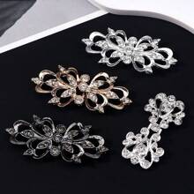 纯色水钻装饰优雅开衫披肩，带固定扣，衬衫翻领前夹