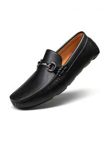 SHOESMALL Men's Black  Slip On Loafers Driving Shoes For Men Casual Penny Dress Loafers - BMY3001-black - 查看 3