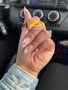 Press On Nails Short Almond Pink Artificial Fake Nails 3D Bow Tie Flower Stick On Nails With French Tip Acrylic Reusable Press Ons False Nails Kit For Women Girls-24pcs HG7R - 1 - Xem 7