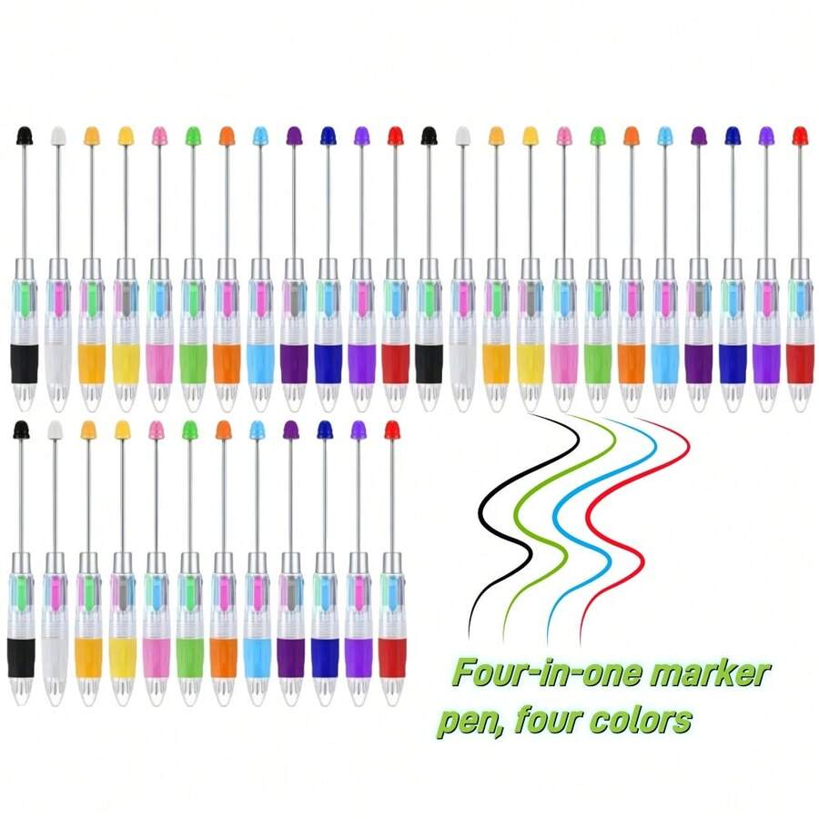 8 Piece Multi-Color Ballpoint Pens, 4-In-1 Colored Ballpoint Pens, Plastic Retractable Ballpoint Pens, DIY Pen Making Kits, Student Back-To-School Gifts, Office School Supplies, Stationery - Multicolor - View 1