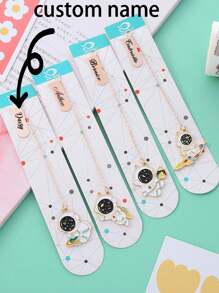1Pc Sakura Cute Pet Series Creative Metal Bookmarks Small And Fresh Student Bookshelf Pages Alloy Bookmarks Accessories Personalized Text Customization,School Supplies,Back To School