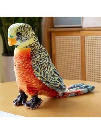 Keylingwd 1pc Lifelike Macaw Plush Doll, Soft Stuffed Animal Ornament, Bird Home Decor, Photography Prop, Toddler Educational Doll, Birthday Gift