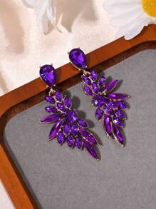 1pair Luxury Sparkly Wing Shaped Drop Earrings For Women, Elegant Hollowed Leaf Design, Suitable For Party