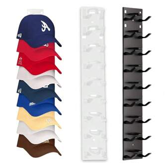 1/4pcs Extra Large Baseball Cap Organizer Racks, Wall Mounted Storage Holder, Multi-Layer Display, High Capacity, Expert Cap Storage, Orderly Placement, Easy Access, Strong Adhesive Or Screw Installation, Keeps Caps Wrinkle-Free, Suitable For Closet, Door, Wall, Desk, Great Gift For Any Occasion