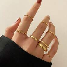 7 pièces/set Ensemble de bagues de mode de rue