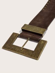 1pc Women's Plain Casual Retro Vintage Palace Style Sexy Party Street Elegant Classy PU Leather Western Style Antiqued Metal Buckle Suede Belt, Suitable For All Seasons Fall, Autumn, Halloween - Coffee - View 5