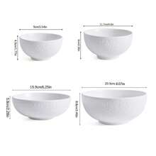 浮雕图案陶瓷家用碗，简约圆形纯色汤/沙拉/米饭碗，创意搅拌/烘焙碗，现代清新风格，光滑耐用，易于清洁