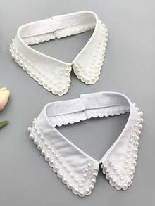 1pc Black & White Faux Pearl Collar Necklace, Versatile For Dress For Christmas Decor - Pearl Fake Collar - View 8