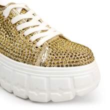 So Me Deirdre Chunky Rhinestone Vibrant Women's Festival Y2K Platform Sneakers  Y2K  Street   Holiday  School  Vacation  Party  Office    Spring / Summer - 金色 - 查看 5