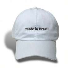 Unisex Dad Hat In 100% Cotton Twill Curved Brim Custom Made In Brazil - White Embroidered Black - View 1