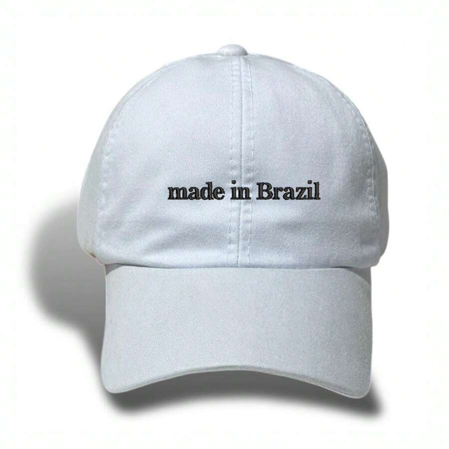 Unisex Dad Hat In 100% Cotton Twill Curved Brim Custom Made In Brazil - White Embroidered Black - View 1