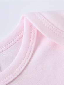 3pcs/Set Baby Boys Pink Long Sleeve Bodysuit For Spring & Autumn - Pink - View 3