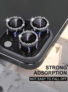 3 paquets de film de protection de l'objectif de caméra Apple Diamond pour 16 Pro, 16 Pro Max, 16, 16 Plus, 15 Pro Max, 15 Pro, 15, 15 Plus, 14 Pro Max, 14, 14 Pro, 14 Plus, 13 Pro Max, 13, 13 Pro, 12 Pro Max, 12 Pro, 11, 11 Pro Max, 11 Pro. Protecteur d'écran en verre trempé 9H, accessoires de décoration avec anneau métallique (Noir Diamant)