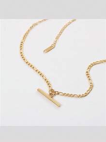 Collar colgante con cadena tipo de acero inoxidable a prueba de agua y sin desteñir, estilo vintage geométrico en forma de T, color dorado, adecuado para uso diario de mujeres