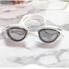 1 par de gafas de natación profesionales antivaho y anti-UV, impermeables, unisex - cómodas, con puente nasal ajustable, marco blanco transparente - ideales para la natación