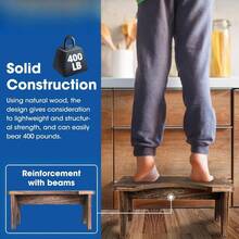 Wood Toilet Stool Squat Adult, Poop Stool For Bathroom Adults, Portable Toilet Potty Stool For Adults, 7 Inch Height - 黑色(1包) - 查看 4