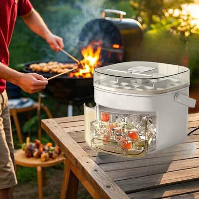 1 Piece 48 Compartment Ice Maker, Double Layer Design Portable Handheld Ice Maker, Large Capacity, No Electricity Required, Easy Press Lid Perfect For Home, Picnic, Party, Outdoor Use, Outdoor Ice Maker | Compartment Ice Maker | Ice Maker