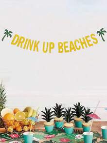1pc Hawaiian Luau Party Banner | Tropical Coconut Tree & Pineapple Drink Design | Decorative Set For Beach Parties, Summer Celebrations & Tropical Events - Multicolor - View 6