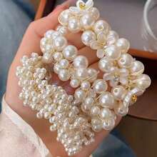 3pcs Set Fashion Crystal & Faux Pearl Floral Headband - Suitable For Daily Wear Or Vacation, Fall Decor, Fashion Accessory, Pop Culture Theme, All Seasons