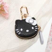 Sanrio 1 pieza Llavero de Hello Kitty - Estuche de llaves de piel, con cremallera dorada, llavero multifuncional, diseño compacto, adecuado para uso doméstico, regalos festivos, accesorios de decoración, cierre de cremallera duradero, organizador de llaves, aplicable para accesorios de Hello Kitty, decoración para parejas