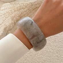 1 pièce Bracelet rond de style vintage, version large, bracelet acrylique tie-dye asymétrique pour femmes, à porter au quotidien