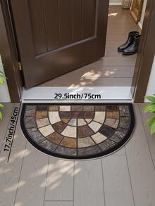 DAJIANG 1件石纹图案门垫，加厚防滑柔软绒毛地毯，适用于家居装饰、门廊和客厅，可机洗涤纶材质，时尚圆形马赛克印花设计，是秋冬季、节日、玄关、卧室装饰的理想之选。 - 彩色 - 查看 11