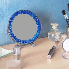 50 件假冰块、亚克力花瓶填充物、宝石珠、水晶透明石、塑料钻石花瓶中心装饰品，适用于桌面撒布、家居装饰、婚礼、派对、圣诞节活动装饰品（蓝色） - 藍色 - 查看 1