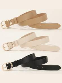 Set 3 buc. curea minimalistă cu cataramă pătrată pentru femei, curea clasică la modă, casual, versatilă pentru rochie, blugi, potrivită pentru purtare zilnică, naveta la serviciu, fabricată din piele PU de calitate, vară, școală, toamnă, Halloween