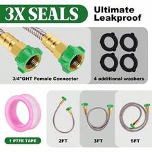 2FT Short Garden Hose With Female To Female Connector Metal Leader Hose For Hose Reel Connection 304 Stainless Steel Durable Water Hose 2ft - Silvery - View 4