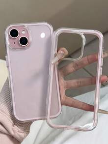 Funda de teléfono de material de alta gama con diseño de moda, con material duro de 3 en 1, marcos de unicolor, diseño personalizado y creativo mate rosa con cobertura total transparente a prueba de golpes, apta para 14, 14 Pro, 14 Pro Max, 13, 13 Pro, 13 Pro Max, 11, 11 Pro Max, 12, 12 Pro, 12 Pro Max, XR, XS, 7/8, 15, 15 Pro, 15 Pro Max, 16, 16 Pro, 16 Pro Max - Rosa - Ver 2