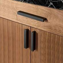 2pcs Black Aluminum Cabinet Handles -Cabinet Pulls ,Angled Solid Drawer Pulls With Mounting Screws For Kitchen Cabinets, Sleek Modern Design, Durable & Stylish, Kitchen Cabinet Pulls, Minimalist Design, Durable Construction - Black - View 2